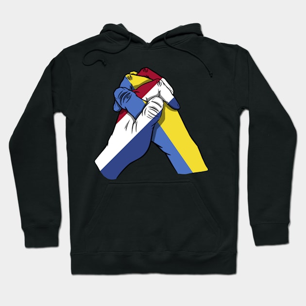 Netherlands and Ukraine Flags Holding Hands Ukraine Netherlands Roots Hoodie by BramCrye